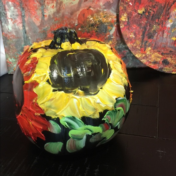 🎃FALL DECOR Hand painted plastic black pumpkin - Picture 2 of 5
